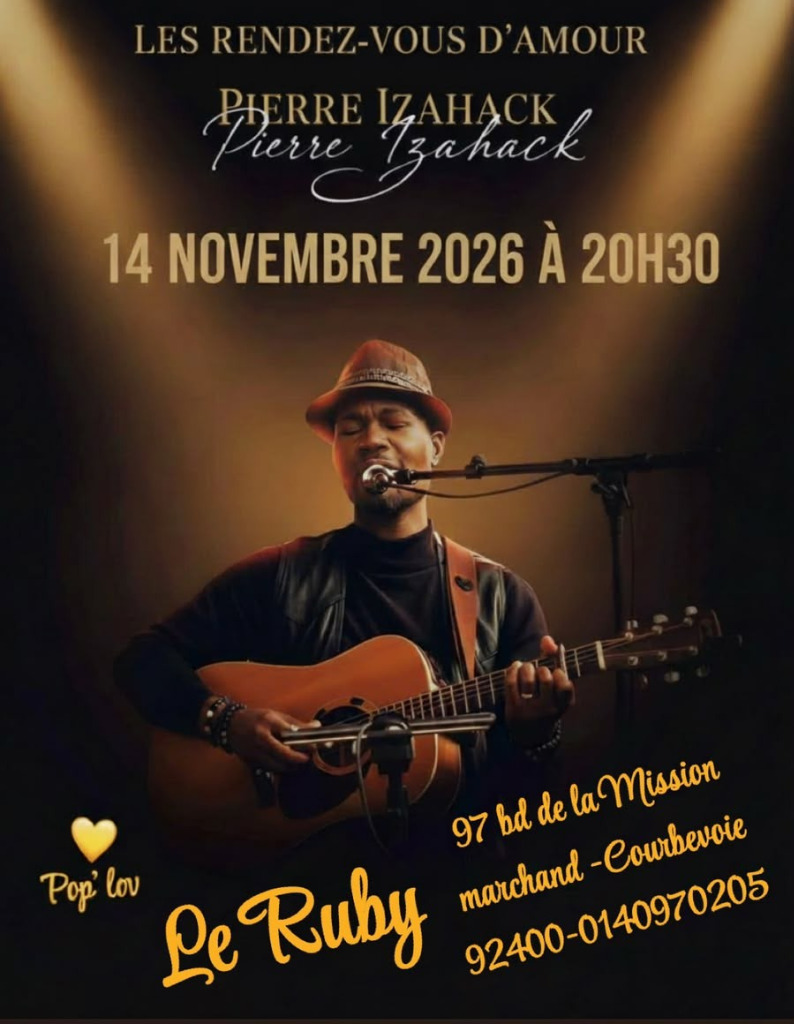 Affiche officielle concert Pierre Izahack - Les Rendez-vous du Ruby Courbevoie